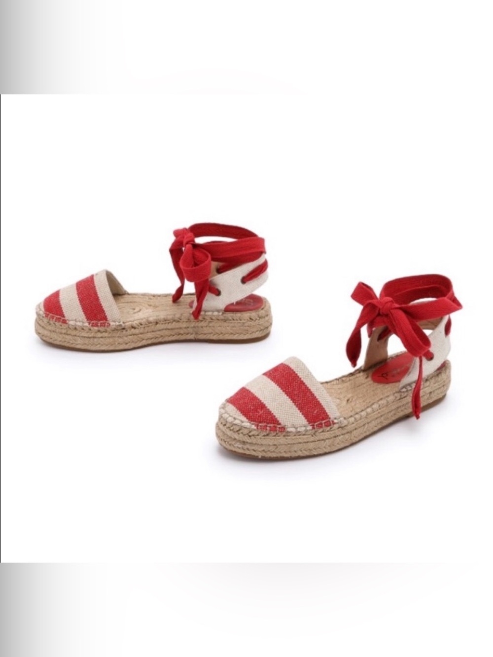 Splendid Evaleigh Striped Lace Up Espadrille Flats Red White NWT 7.5